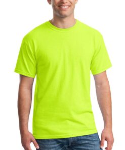 Gildan Heavy Cotton környakú neon színű uniszex láthatósági póló