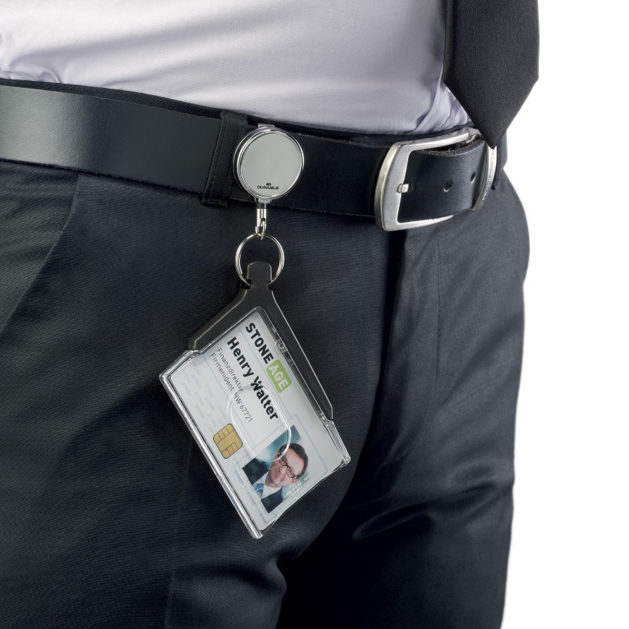 Durable biztonságikártya tartó DE LUXE króm kihúzható tartóval 1 kártyához (10 db) - Image 2